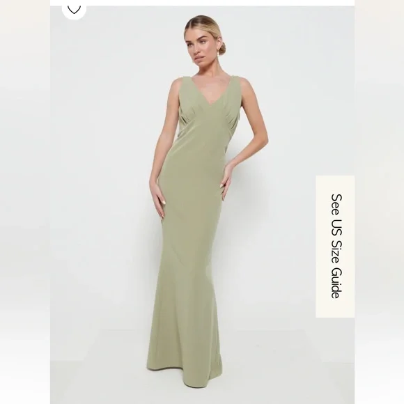 Pretty Lavish | Dresses | Pretty Lavish Esmee Crepe Maxi Bridesmaid Dress  Olive | Poshmark